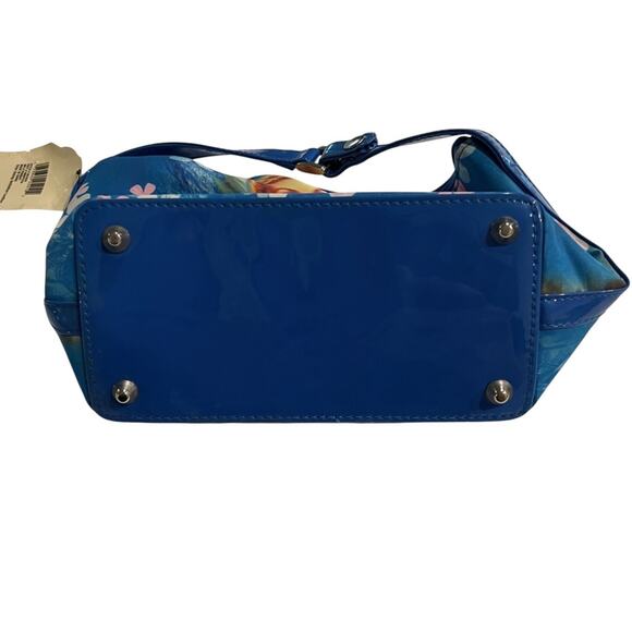 Modella Angel Retro Pin-Up Floral Cosmetic Bag Blue Zipper Handle NWT 9x6" - Picture 4 of 9